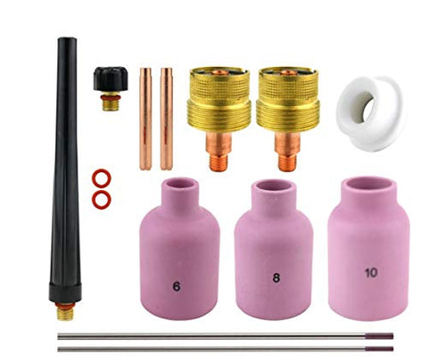Consumables Kits for 9-20-25 Series TIG Torches - Large Diameter Gas Lens Set-Up