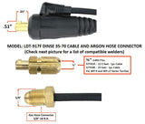 Dinse 35-70 TIG Torch Plug with Argon gas hose for 9 & 17 Series - LDT-917F