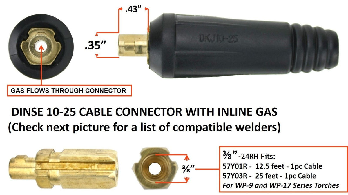 Dinse 10-25 INLINE Gas, with 3/8