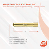 Wedge Collet for 9 & 20 Series TIG Torches with Fused Quartz Argon-Saving Configuration