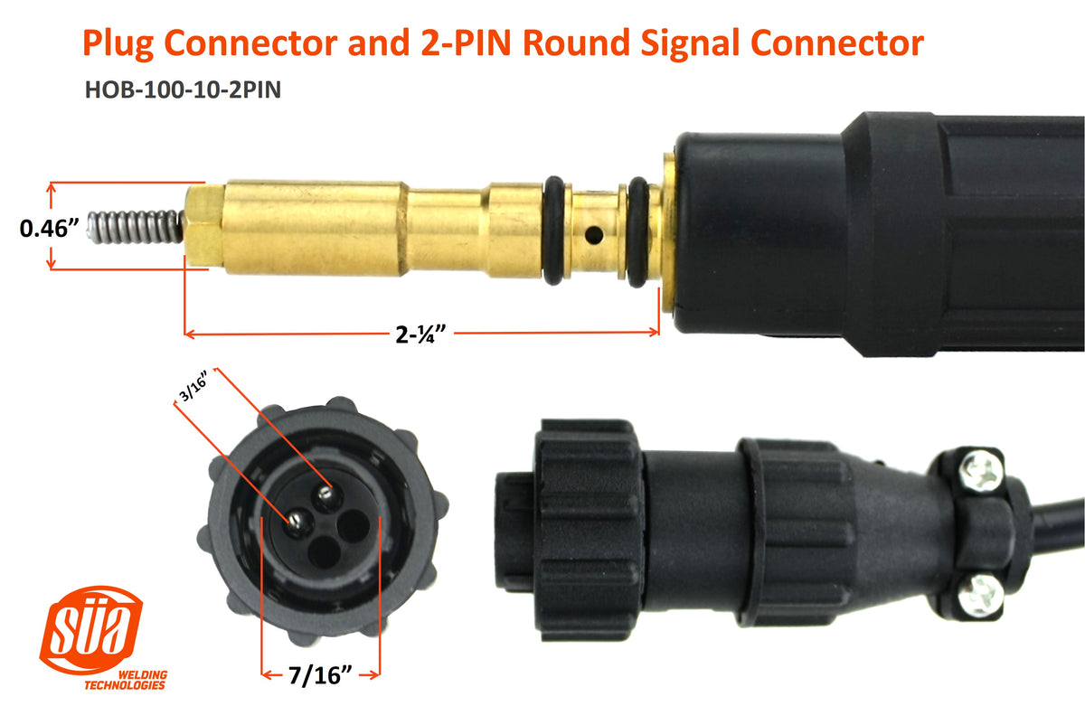 100 Amp MIG Gun compatible with Hobart, 10 Feet Cable, Two-Pin