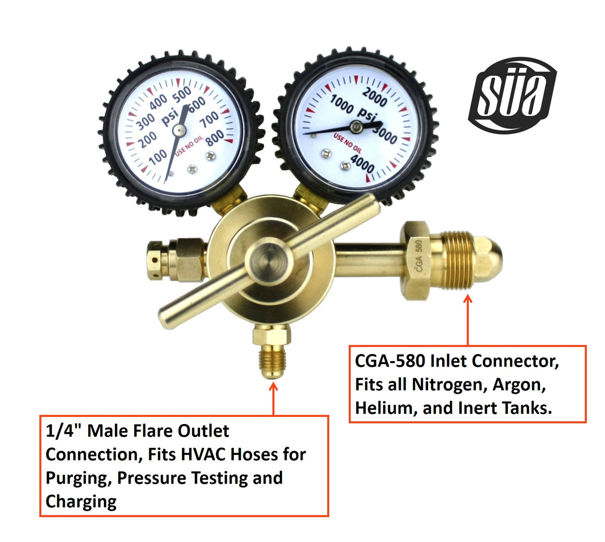 Nitrogen Gas Regulator 0-600 PSIG - HVAC Purging - Pressure Charge