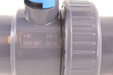 PVC ball valve body markings, close-up
