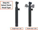 26V straight and 26FV flexible TIG torch head comparison