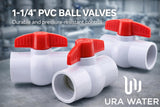 URA WATER PVC Ball Valves - 1/2 to 1-1/2 Inch - Socket - Schedule 40