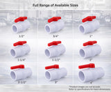 URA WATER PVC Ball Valves - 1/2 to 1-1/2 Inch - Threaded - Schedule 40