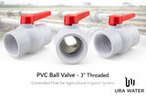 URA WATER PVC Ball Valve - 3 Inch - Threaded - Schedule 40