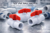 URA WATER PVC Ball Valves - 1/2 to 1-1/2 Inch - Threaded - Schedule 40