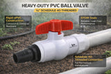URA WATER PVC Ball Valves - 1/2 to 1-1/2 Inch - Threaded - Schedule 40