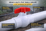 URA WATER PVC Ball Valves - 1/2 to 1-1/2 Inch - Socket - Schedule 40