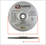 Cutting Disc, Steel Freehand Cut-off wheel - Depressed Center - 7" x 1/8" x 7/8" - T42 - 10 Pack