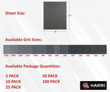 Silicon Carbide Sandpaper Sheets - Wet/Dry Electrocoated - 9" x 11"