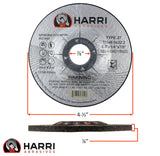 Grinding Disc, Steel Grinding wheel - 4-1/2" x 1/4" x 7/8" - T27 - 10 Pack