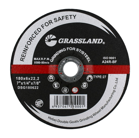 Grinding Disc, Stainless Steel Grinding wheel - 7" x 1/4" x 7/8" - T27 - 10 Pack