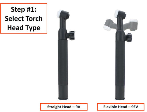 9V straight and 9FV flexible TIG torch head comparison