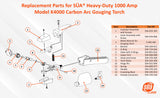 Heavy-Duty 1000 Amp Model K4000 Air Carbon Arc Gouging Cutting Torch - 7' & 10'