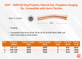 SÜA® - 6290-GG Oxy/Propane, Natural Gas, Propylene Bent Gouging Tip - Compatible with Harris Torches