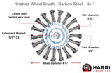 Harri Abrasives® - Twist Knotted Wire Wheel Brush - Carbon Steel - Wire Diam: 0.02" - Nut Thread: 5/8"-11 UNC