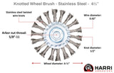 Harri Abrasives® - Twist Knotted Wire Wheel Brush - Stainless Steel - Wire Diam: 0.02" - Nut Thread: 5/8"-11 UNC