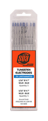 SÜA 2% Lanthanated TIG Tungsten Electrodes, Blue Tip