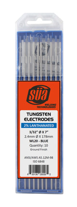 SÜA 2% Lanthanated TIG Tungsten Electrodes, Blue Tip