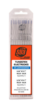 SÜA 2% Lanthanated TIG Tungsten Electrodes, Blue Tip