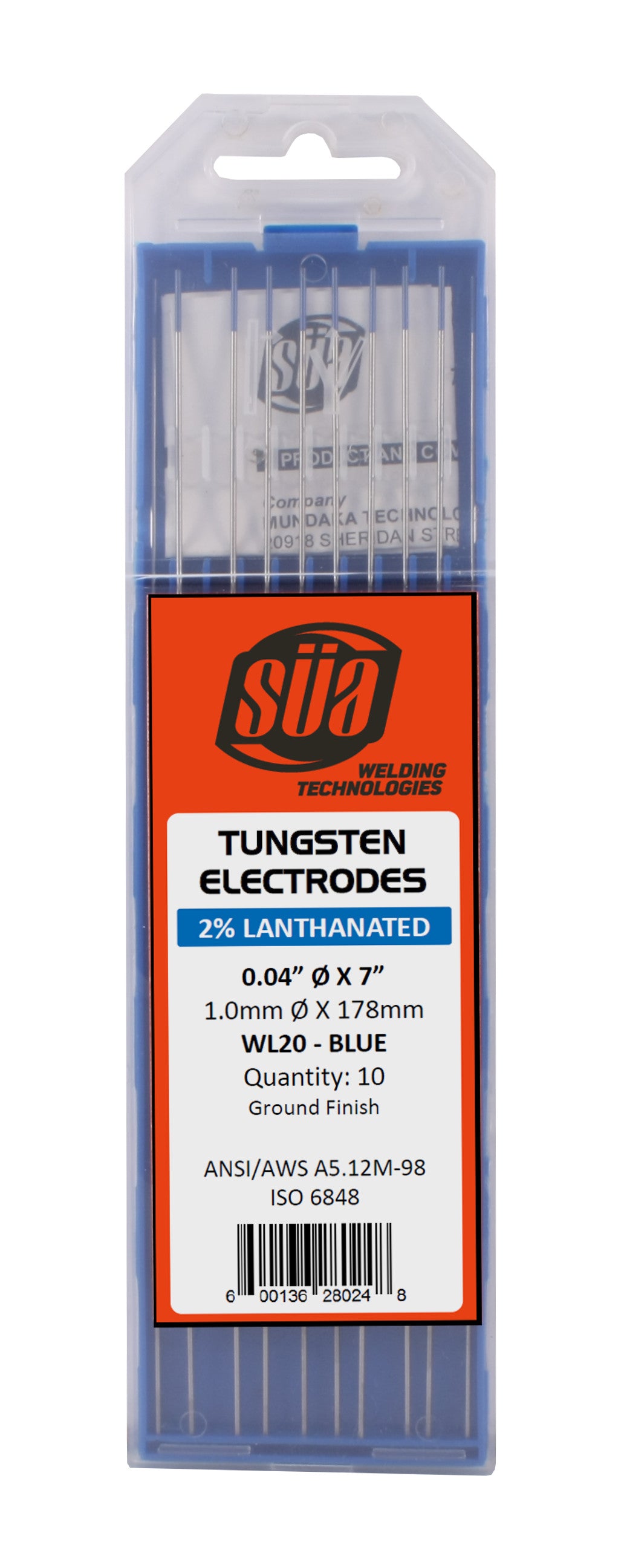 SÜA 2% Lanthanated TIG Tungsten Electrodes, Blue Tip