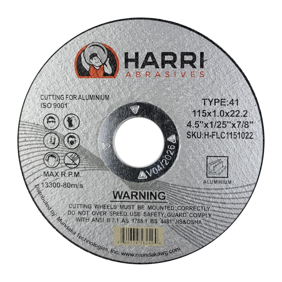 Harri aluminum T41 cutting disc, front label