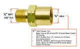 AW15 adapter dimensions: 1/4 NPT male and 5/8-18 LH female