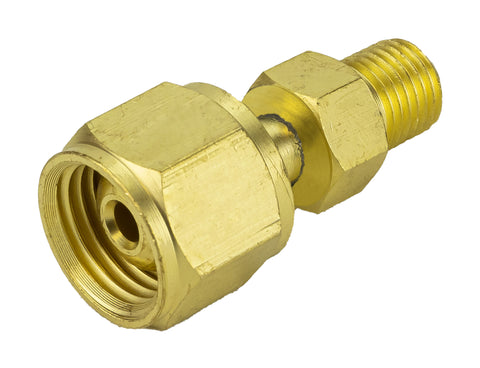 Brass size B to A hose adapter close-up