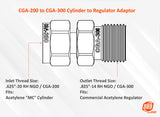 CGA-200 to CGA-300 adapter connection drawing