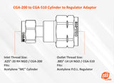 CGA-200 to CGA-510 adapter connection drawing