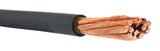 Close-up of copper strands inside black welding cable