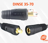 Dinse 35-70 male and female welding connector dimensions