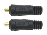 Pair of insulated Dinse 10-25 welding cable plugs
