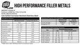 E316L-16 electrode chemistry and welding reference sheet