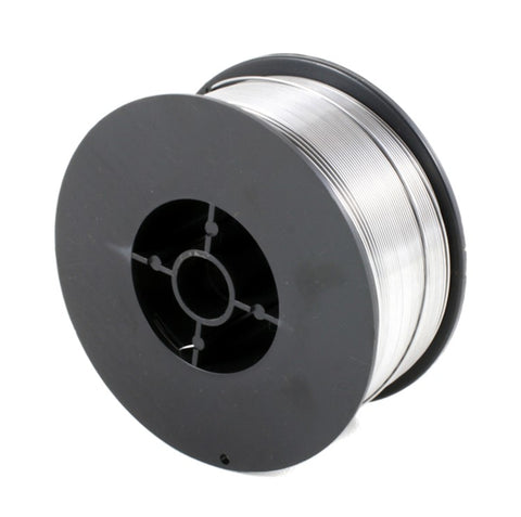 Single stainless steel MIG wire spool with black plastic flanges