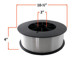 Large aluminum wire spool diameter, width and hub dimension diagram