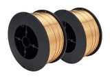 Two copper-coated ER70S-6 MIG wire spools