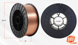 Large MIG wire spool diameter, width and hub dimension diagram