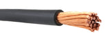 Black 1/0 AWG cable copper strands, close-up