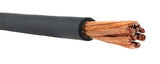 Black #1 AWG cable copper strands, close-up
