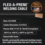 Flex-A-Prene 2 AWG copper welding cable specification chart