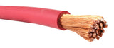 Red 3/0 AWG cable copper strands, close-up