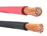 Red and black 4/0 AWG cable copper strands, close-up