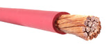 Red 4/0 AWG cable copper strands, close-up