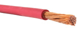Red #4 AWG cable copper strands, close-up