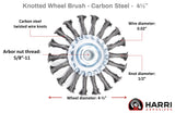 4.5 inch carbon steel knotted wire wheel with 5/8-11 threaded hub dimension diagram