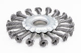 4.5 inch carbon steel knotted wire wheel with 7/8 inch arbor