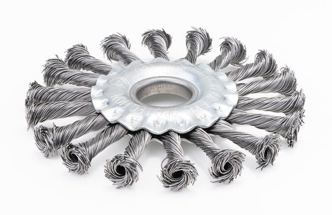 4.5 inch carbon steel knotted wire wheel with 7/8 inch arbor